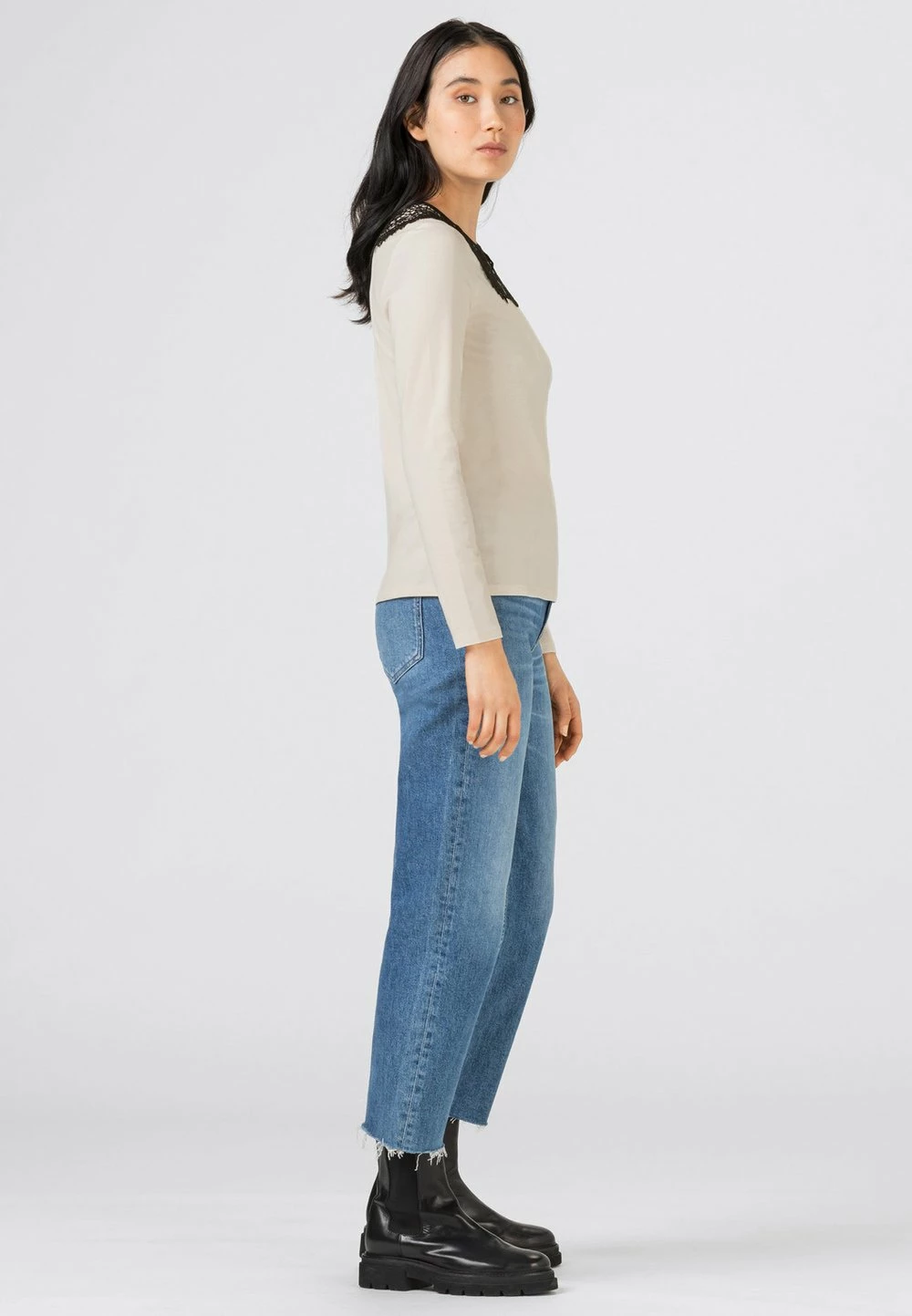 HALLHUBER T-shirt à manches longues Assurance De l’Authenticité t-shirts et tops col claudine femme 2 HALLHUBER T-shirt à manches longues Assurance De l’Authenticité t-shirts et tops col claudine femme – Image 2