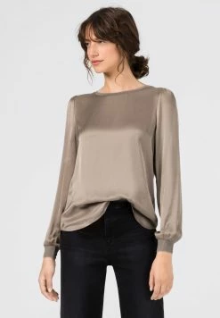 Prix Légers HALLHUBER MIT STRICKBLENDEN - T-shirt à manches longues chemises et blouses col rond femme