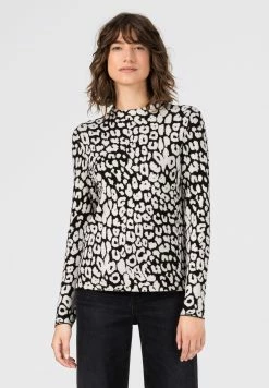 HALLHUBER excellente qualité JACQUARD MIT LEOPARDEN - Pullover pulls et gilets col officier femme