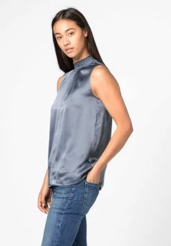 HALLHUBER Haute Qualité MIT GESMOKTEM STEHKRAGEN - Blouse chemises et blouses col en v femme -France Hallhuber Soldes Boutique f4a7cfc6444c4b669de3bac0c5e6de5f